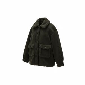 Zara Dark Green Teddy Jacket Women’s XS Cozy Oversized Style
